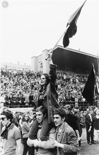 (PARIS, FRANCE--MAY 1968) Group of 15 dynamic photographs depicting the student riots throughout Paris in May 1968.